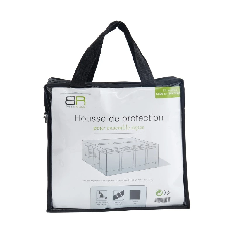 Housse De Protection Pour Ensemble Repas 8 Places Noir 4 Housse De Protection Pour Ensemble Repas 8 Places Noir – Image 2