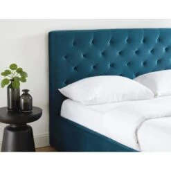Lit Double Avec Coffre HUBERT Velours Bleu Paon 160x200 Sommier Inclus 14 Lit Double Avec Coffre HUBERT Velours Bleu Paon 160x200 Sommier Inclus -Mobilia Soldes hubertco160bu lit coffre velours bleu capitonne sommier et tete de lit 160x200 5