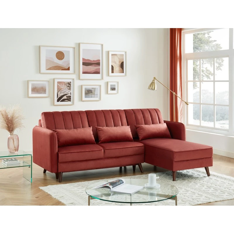 Canapé D'angle IDAHO En Tissu Terracotta Avec Angle Convertible 7 Canapé D'angle IDAHO En Tissu Terracotta Avec Angle Convertible – Image 5