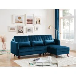 Canapé D'angle IDAHO En Velours Bleu Convertible -Mobilia Soldes idahoancvvvbleu canape angle 3