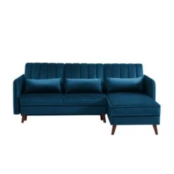 Canapé D'angle IDAHO En Velours Bleu Convertible -Mobilia Soldes idahoancvvvbleu canape angle 4