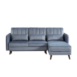 Canapé D'angle IDAHO En Velours Gris Convertible -Mobilia Soldes idahoancvvvgr canape angle 3