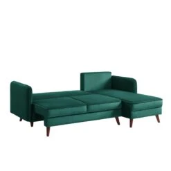Canapé D'angle IDAHO En Velours Vert Convertible -Mobilia Soldes idahoancvvvvert canape angle 2