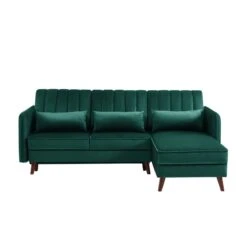 Canapé D'angle IDAHO En Velours Vert Convertible -Mobilia Soldes idahoancvvvvert canape angle 3