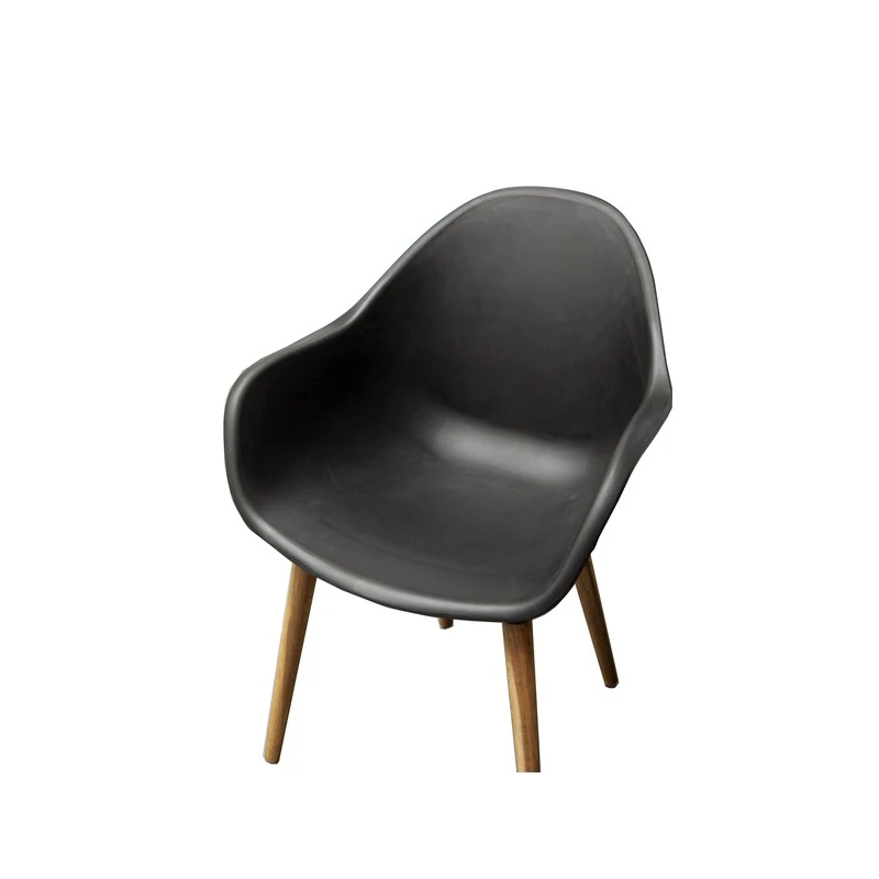 Lot 4 Chaises De Jardin KIRA En Plastique Et Pieds Bois Coloris Noir 6 Lot 4 Chaises De Jardin KIRA En Plastique Et Pieds Bois Coloris Noir – Image 4