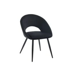Chaise LEONIE Velours Noir Pieds En Métal Noir -Mobilia Soldes leonie chaise en velours noir 2