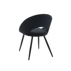 Chaise LEONIE Velours Noir Pieds En Métal Noir -Mobilia Soldes leonie chaise en velours noir 4