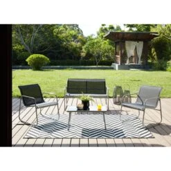 Salon De Jardin LISBOA En Acier Et Textilène Noir 4 Places 13 Salon De Jardin LISBOA En Acier Et Textilène Noir 4 Places -Mobilia Soldes lisboa sofa set noir 4pcs 5