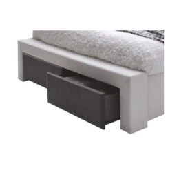 Lit à Tiroirs IMAGINA Simili Blanc Et Noir 140x190 Sommier Inclus -Mobilia Soldes lit 2 tiroirs imagina 140x190 3
