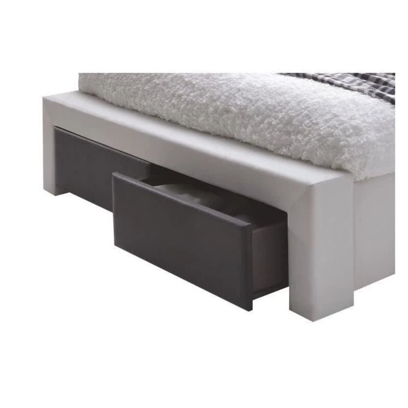 Lit à Tiroirs IMAGINA Simili Blanc Et Noir 160x200 Sommier Inclus 5 Lit à Tiroirs IMAGINA Simili Blanc Et Noir 160x200 Sommier Inclus – Image 3