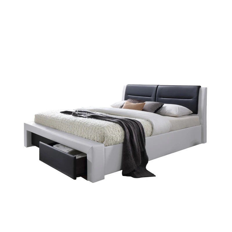 Lit à Tiroirs IMAGINA Simili Blanc Et Noir 160x200 Sommier Inclus 7 Lit à Tiroirs IMAGINA Simili Blanc Et Noir 160x200 Sommier Inclus – Image 5