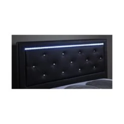 Lit à Led FILIP Simili Noir Et Strass 140x190 Sommier Inclus -Mobilia Soldes lit a led filip 140x190cm 4