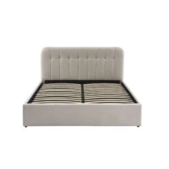 Lit Coffre ANDRE Velours Beige Sable 160x200 Sommier Inclus -Mobilia Soldes lit coffre andre velours beige sable 160x200 sommier inclus 3