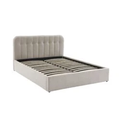 Lit Coffre ANDRE Velours Beige Sable 160x200 Sommier Inclus -Mobilia Soldes lit coffre andre velours beige sable 160x200 sommier inclus 4