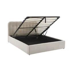 Lit Coffre ANDRE Velours Beige Sable 160x200 Sommier Inclus -Mobilia Soldes lit coffre andre velours beige sable 160x200 sommier inclus 5