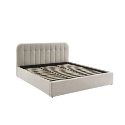 Lit Coffre ANDRE Velours Beige Sable 180x200 Sommier Inclus -Mobilia Soldes lit coffre andre velours beige sable 180x200 sommier inclus 3