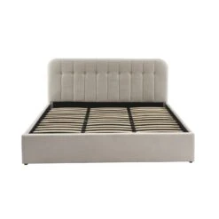 Lit Coffre ANDRE Velours Beige Sable 180x200 Sommier Inclus -Mobilia Soldes lit coffre andre velours beige sable 180x200 sommier inclus 5