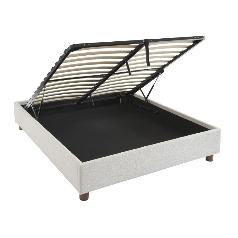 Lit Coffre KORALL Tissu Bouclette écru 160x200 Sommier Inclus 9 Lit Coffre KORALL Tissu Bouclette écru 160x200 Sommier Inclus – Image 7