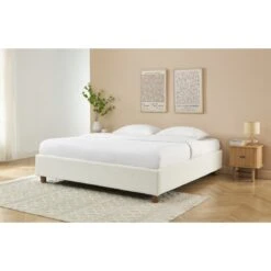 Lit Coffre KORALL Tissu Bouclette écru 180x200 Sommier Inclus -Mobilia Soldes lit coffre korall tissu bouclettes ecru 180x200 sommier inclus 1