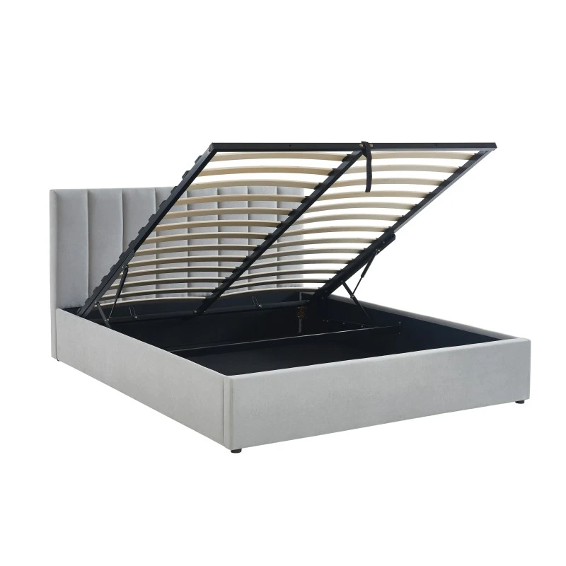 Lit Coffre MARIUS Tissu Gris Perle 160x200 Sommier Inclus 8 Lit Coffre MARIUS Tissu Gris Perle 160x200 Sommier Inclus – Image 6