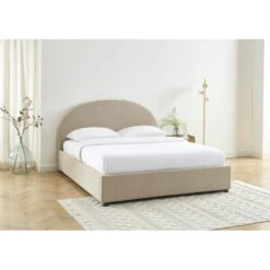 Lit Coffre OLAF Tissu Bouclette Beige 160x200 Sommier Inclus -Mobilia Soldes lit coffre olaf laine bouclee beige 160x200 sommier inclus 1