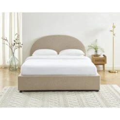 Lit Coffre OLAF Tissu Bouclette Beige 160x200 Sommier Inclus