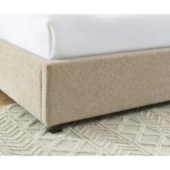 Lit Coffre OLAF Tissu Bouclette Beige 160x200 Sommier Inclus -Mobilia Soldes lit coffre olaf laine bouclee beige 160x200 sommier inclus 4