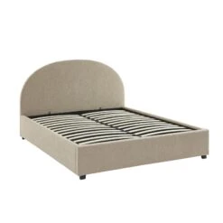 Lit Coffre OLAF Tissu Bouclette Beige 160x200 Sommier Inclus -Mobilia Soldes lit coffre olaf laine bouclee beige 160x200 sommier inclus 5