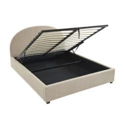 Lit Coffre OLAF Tissu Bouclette Beige 160x200 Sommier Inclus -Mobilia Soldes lit coffre olaf laine bouclee beige 160x200 sommier inclus 6