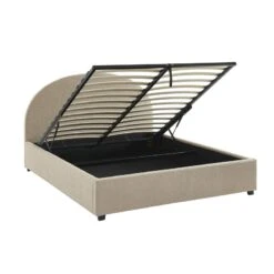 Lit Coffre OLAF Tissu Bouclette Beige 160x200 Sommier Inclus -Mobilia Soldes lit coffre olaf laine bouclee beige 160x200 sommier inclus 7