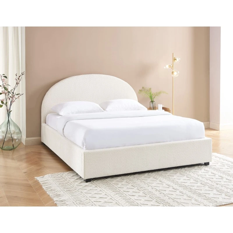 Lit Coffre OLAF Tissu Bouclette écru 160x200 Sommier Inclus 5 Lit Coffre OLAF Tissu Bouclette écru 160x200 Sommier Inclus – Image 3