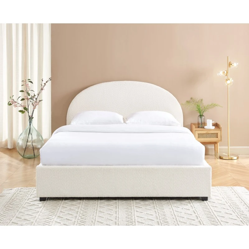 Lit Coffre OLAF Tissu Bouclette écru 160x200 Sommier Inclus 3 Lit Coffre OLAF Tissu Bouclette écru 160x200 Sommier Inclus