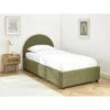 Lit Coffre OLAF Tissu Bouclette Kaki 90x190 Sommier Inclus -Mobilia Soldes lit coffre olaf laine bouclee kaki 90x190 sommier inclus