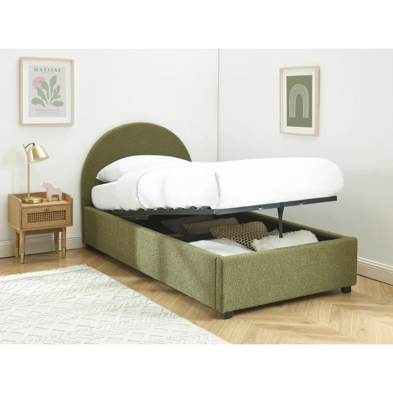 Lit Coffre OLAF Tissu Bouclette Kaki 90x190 Sommier Inclus 6 Lit Coffre OLAF Tissu Bouclette Kaki 90x190 Sommier Inclus – Image 4