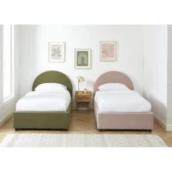 Lit Coffre OLAF Tissu Bouclette Rose 90x190 Sommier Inclus -Mobilia Soldes lit coffre olaf laine bouclee rose 90x190 sommier inclus 1