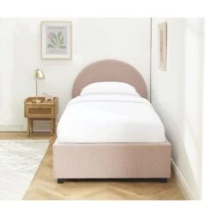 Lit Coffre OLAF Tissu Bouclette Rose 90x190 Sommier Inclus -Mobilia Soldes lit coffre olaf laine bouclee rose 90x190 sommier inclus 2