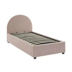Lit Coffre OLAF Tissu Bouclette Rose 90x190 Sommier Inclus -Mobilia Soldes lit coffre olaf laine bouclee rose 90x190 sommier inclus 5