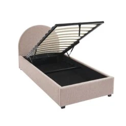 Lit Coffre OLAF Tissu Bouclette Rose 90x190 Sommier Inclus -Mobilia Soldes lit coffre olaf laine bouclee rose 90x190 sommier inclus 7