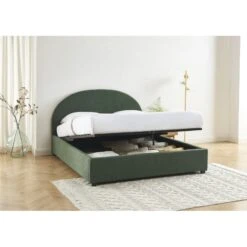 Lit Coffre OLAF Tissu Bouclette Vert Forêt 160x200 Sommier Inclus -Mobilia Soldes lit coffre olaf laine bouclee vert fonce 160x200 sommier inclus 2
