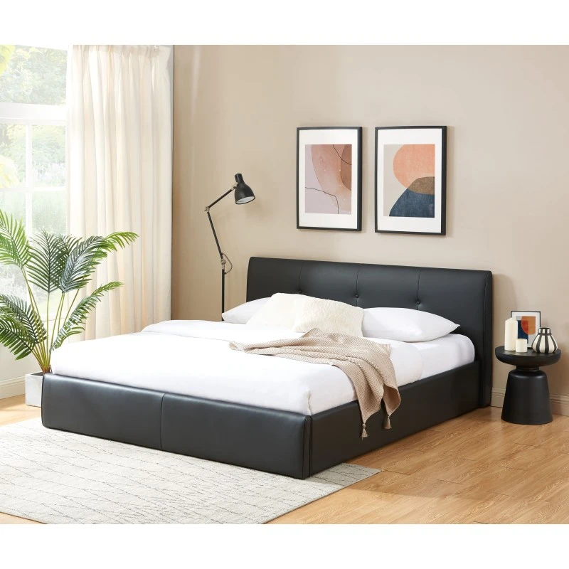 Lit Coffre SEGURO Simili Noir 180x200 Sommier Inclus 4 Lit Coffre SEGURO Simili Noir 180x200 Sommier Inclus – Image 3