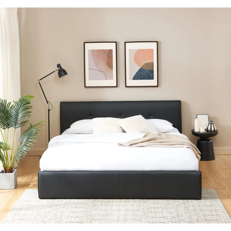 Lit Coffre SEGURO Simili Noir 180x200 Sommier Inclus 2 Lit Coffre SEGURO Simili Noir 180x200 Sommier Inclus