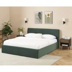 Lit Coffre SEGURO Velours Vert Forêt 160x200 Sommier Inclus -Mobilia Soldes lit coffre seguro velours vert foret 160x200 sommier inclus 1