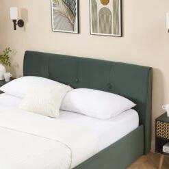 Lit Coffre SEGURO Velours Vert Forêt 160x200 Sommier Inclus -Mobilia Soldes lit coffre seguro velours vert foret 160x200 sommier inclus 2