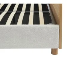 Lit Coffre TSUKI 160x200 Tissu Bouclette écru Et Cannage Rotin -Mobilia Soldes lit coffre tsuki 160x200 tissu bouclettes ecru et cannage rotin 5