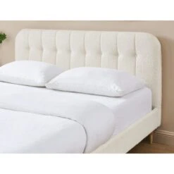 Lit Double ANDRE Tissu Bouclettes écru 160x200 Sommier Inclus -Mobilia Soldes lit double andre tissu bouclettes ecru 160x200 sommier inclus 2