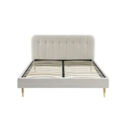 Lit Double ANDRE Tissu Bouclettes écru 160x200 Sommier Inclus -Mobilia Soldes lit double andre tissu bouclettes ecru 160x200 sommier inclus 6