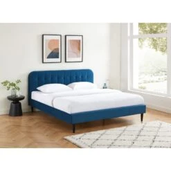 Lit Double ANDRE Velours Bleu Paon 180x200 Sommier Inclus 11 Lit Double ANDRE Velours Bleu Paon 180x200 Sommier Inclus -Mobilia Soldes lit double andre velours bleu paon 180x200 sommier inclus 1