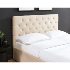 Lit Double Avec Coffre HUBERT Velours Beige 140x190 Sommier Inclus -Mobilia Soldes lit double avec coffre hubert velours beige 140x190 sommier inclus 3