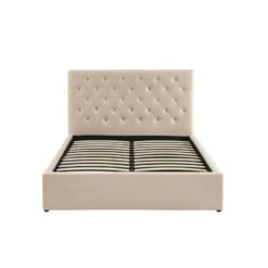 Lit Double Avec Coffre HUBERT Velours Beige 140x190 Sommier Inclus -Mobilia Soldes lit double avec coffre hubert velours beige 140x190 sommier inclus 6