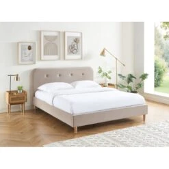 Lit Double KNUT Velours Beige Sable 160x200 Sommier Inclus 10 Lit Double KNUT Velours Beige Sable 160x200 Sommier Inclus -Mobilia Soldes lit double knut velours beige sable 160x20 sommier inclus 1